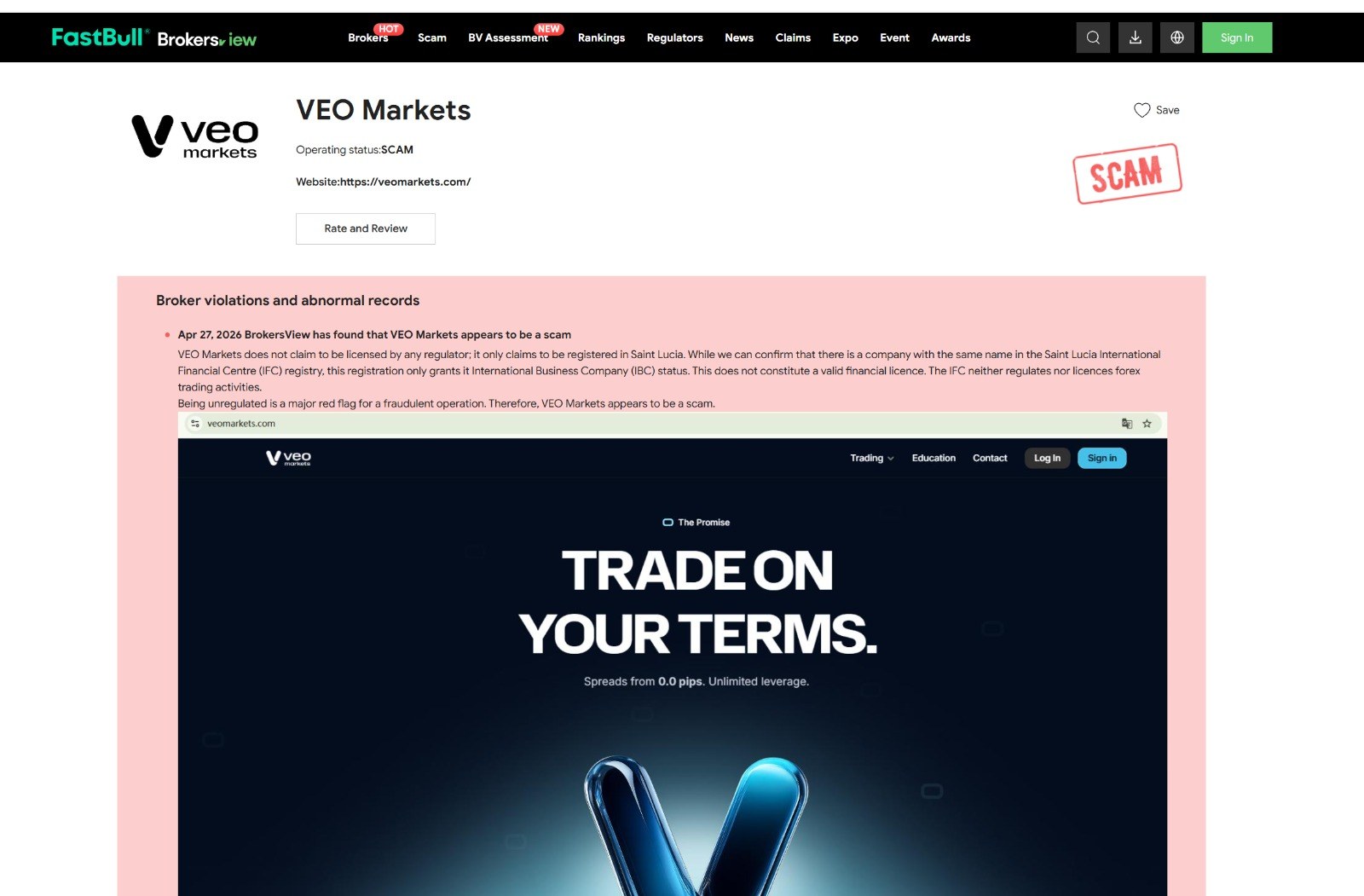 Flagged as “SCAM” by BrokersView